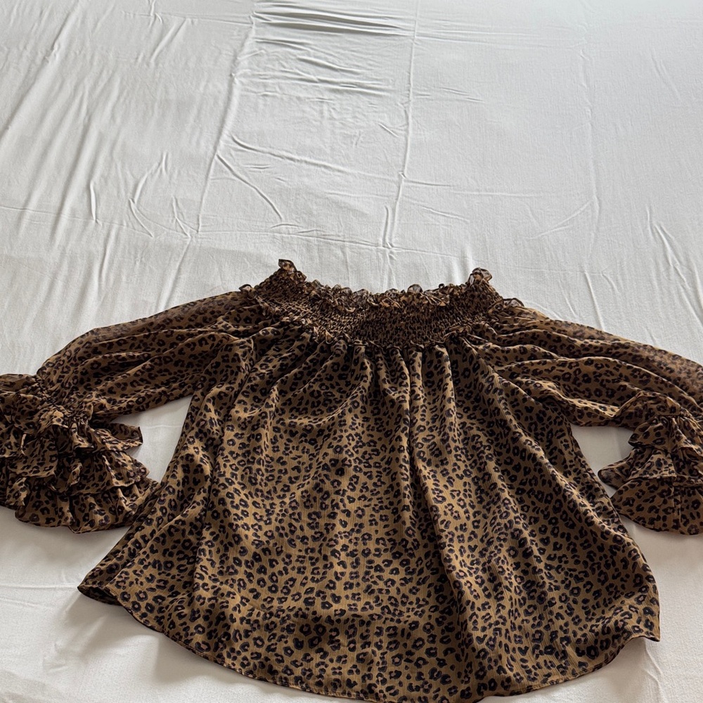 CeCe Animal Print Blouse - Brown